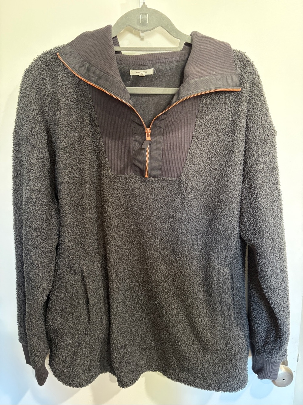 Women’s Gray Sherpa Half-Zip Pullover Sweater